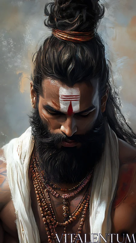 Ascetic fire of silence crowned in sacred copper coils.