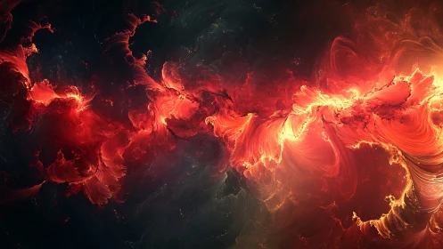 Fiery cosmic currents swirl gently through a glowing void