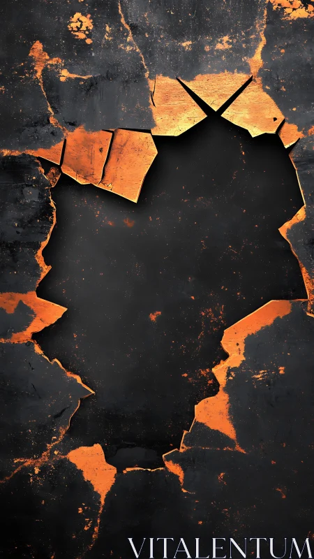 Molten Bull Head Silhouette with Lava Fissures Against Dark Surface