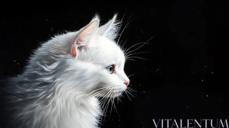 Elegant White Cat with Captivating Blue Eyes