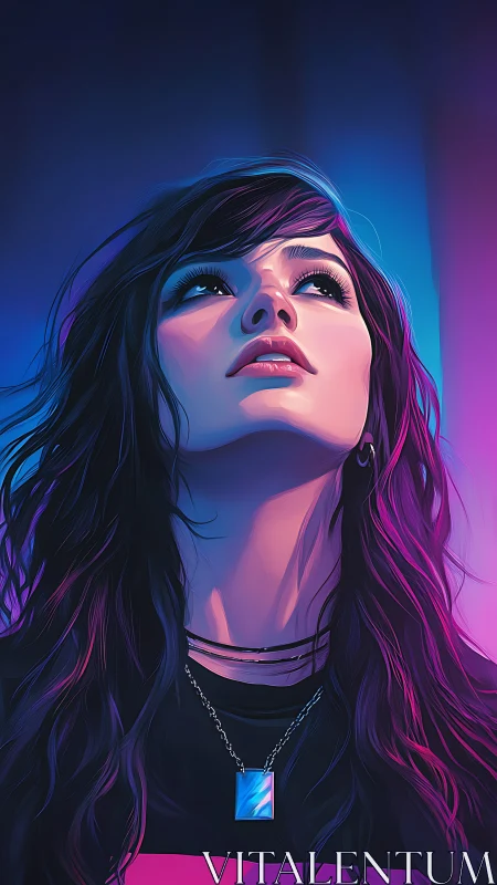 Neon portrait study in vertical cyberpunk gradient lighting.