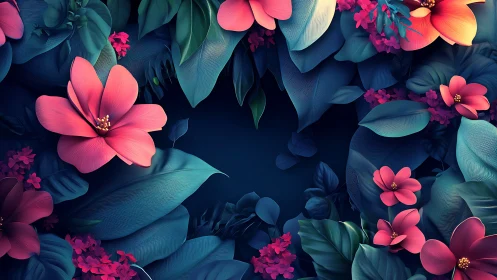 Neon Floral Composition with Gradient Layering.