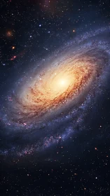 Spiral galaxy structure is shown with dense luminous core