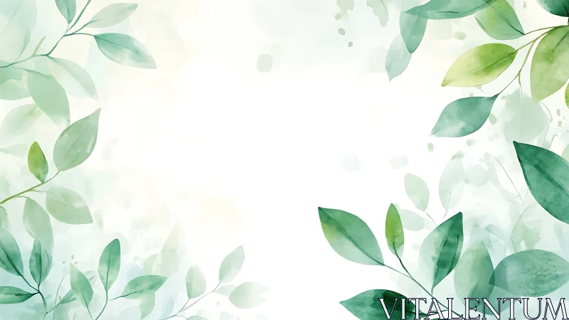 Whispering watercolor leaves frame a quiet breathing sky