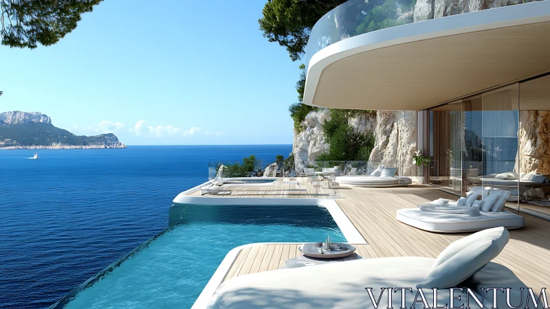 Seaside infinity pool merges with horizon in luxury retreat.