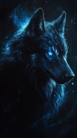 Midnight frostwolf studies the stars with burning neon eyes