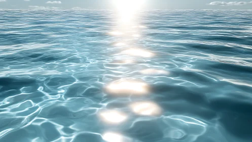 Sunlit ripples compose a glittering path across endless sea