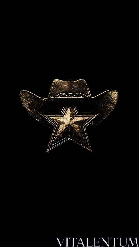 Rustic cowboy hat and sheriff star glow on black
