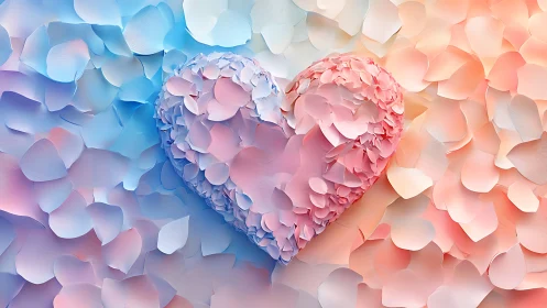 Heart-shaped Form Composed of Layered Floral Petals in Gradient Spectrum