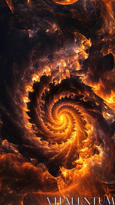 Fiery fractal vortex renders a luminous spiral inferno in space