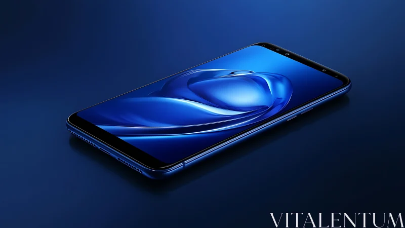Modern Smartphone with Blue Abstract Display Design.
