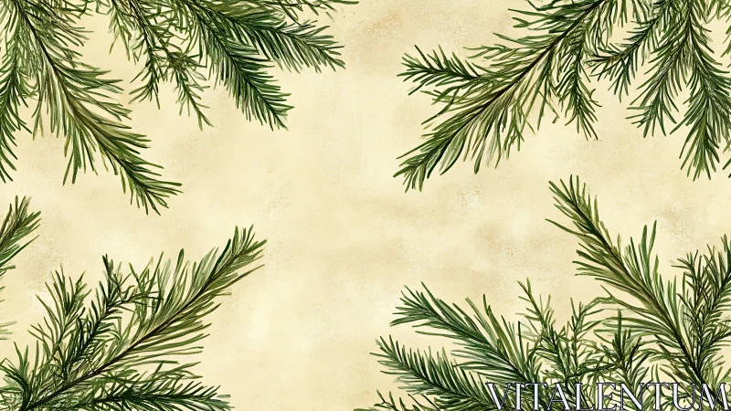 Evergreen boughs frame rustic parchment with winter grace.