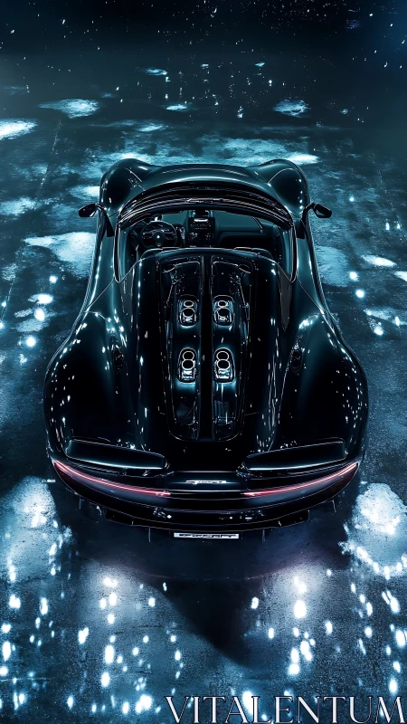 Futuristic hypercar rendered in high-gloss nocturnal lighting study