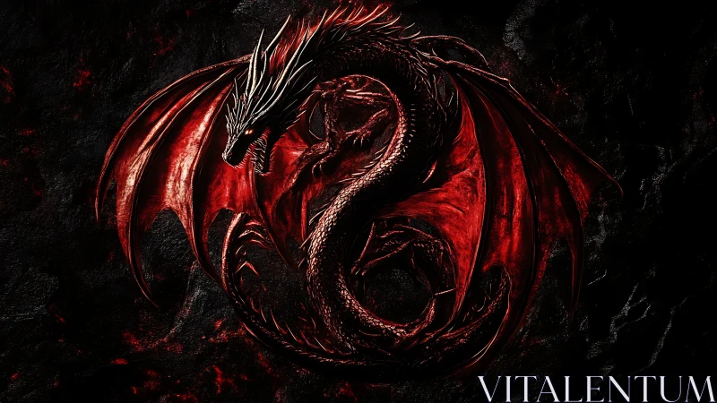 Crimson eclipse dragon coils in a blazing infernal spiral.