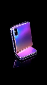 Foldable Smartphone Device Render with Neon Gradient Aesthetic