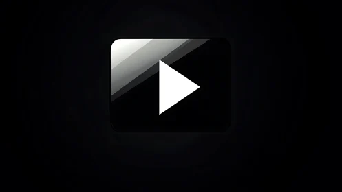 Sleek play button glowing softly on a dark screen.