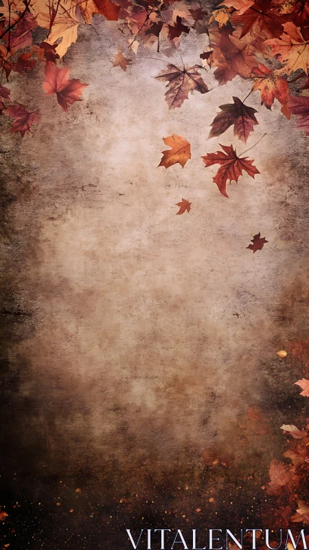 Falling autumn leaves overlay textured grunge background