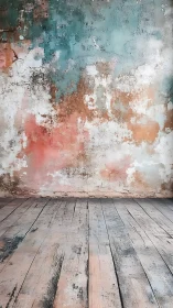 Weathered studio wall and floor create rustic artistic stage