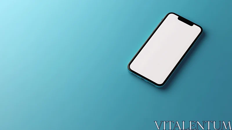 Modern Smartphone on Cyan Background. Blank Screen.