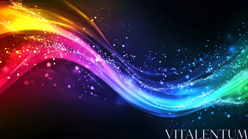 Curved multicolor light trails form layered diagonal bands