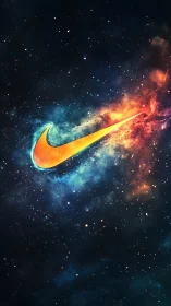 Glowing swoosh streaks through a vibrant, star-filled galaxy