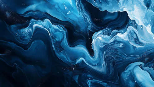 Deep blue fluid abstract composition uses layered gradients