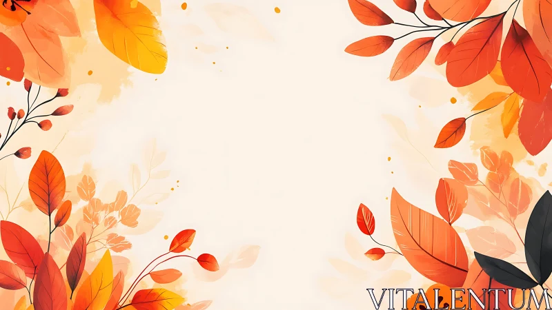 Autumn foliage frame with orange and yellow leaves illustration.