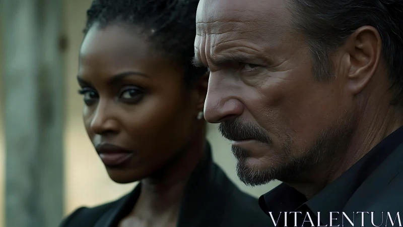 Two adults in close profile view with neutral background.