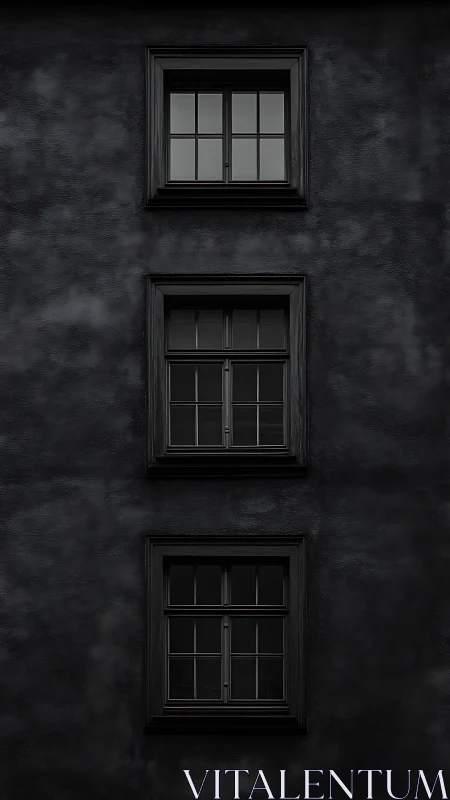 Monochrome facade study with vertically aligned triple windows.