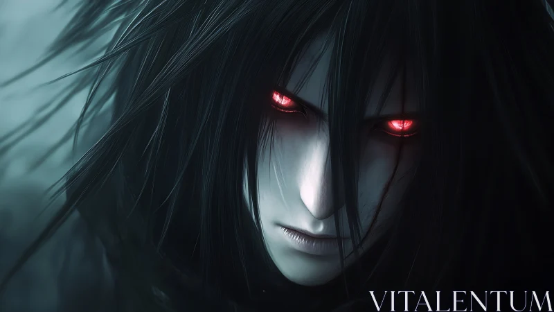 Crimson-eyed night stalker glows through the drowned shadows.