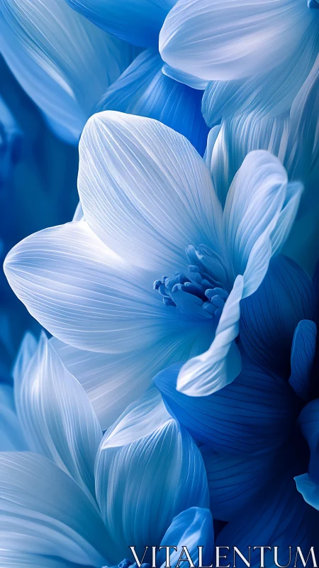 Blue flower petals with textured surface detail.