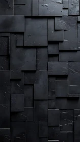 Layered matte black panels construct a modular abstract grid
