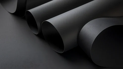 Curved matte black sheets form minimal abstract surface study