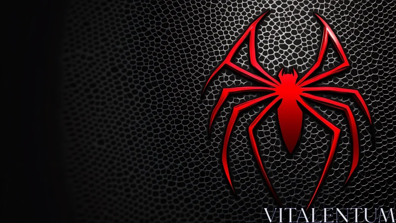 Crimson spider emblem stalks across scaled midnight armor