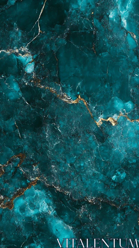 Teal marble surface with gold mineral vein details.