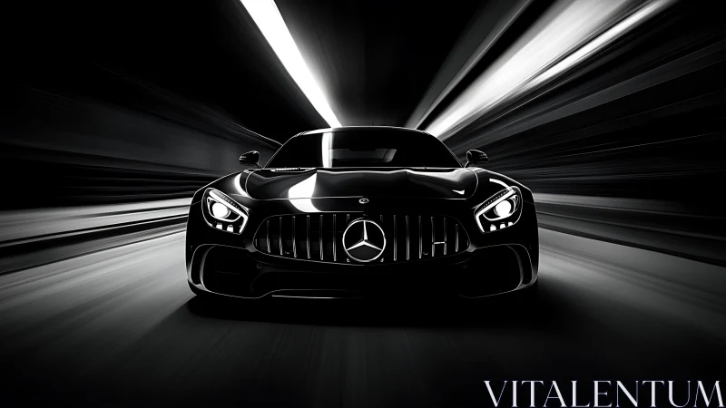 Midnight supercar rockets through a tunnel of pure speed.