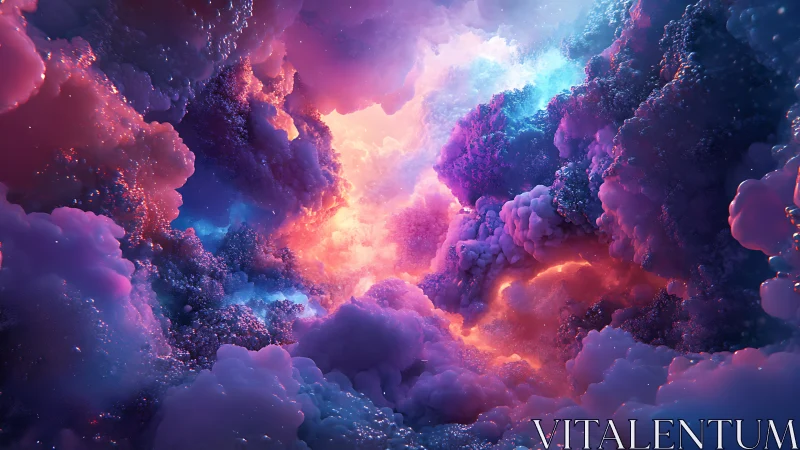 Nebular bloom of iridescent clouds in cosmic lightscape.