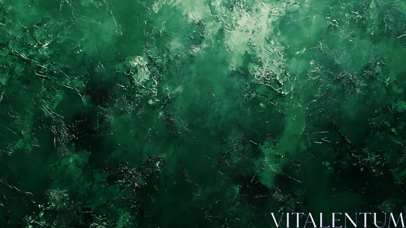 Emerald tonal abstract texture with layered impasto depth.