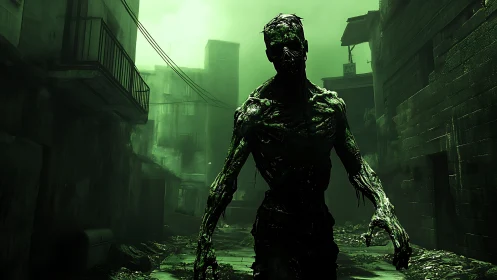 Necrotic mutant advancing through toxic urban corridor.