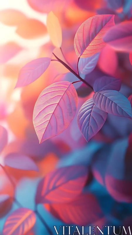 Chromatic macro foliage under volumetric bokeh lighting field.