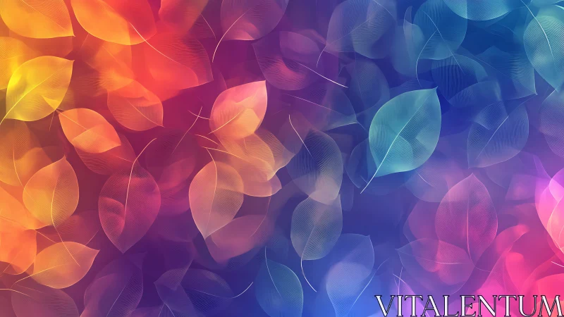 Colorful translucent leaf pattern on vibrant gradient