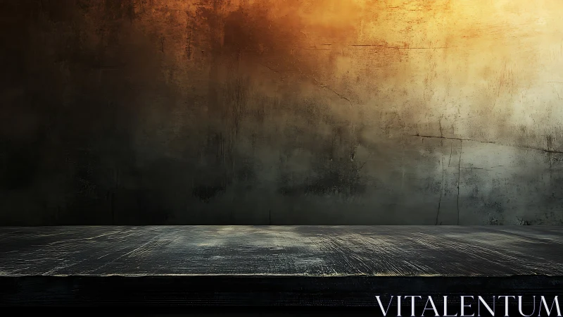 Horizontal surface extends before textured gradient wall