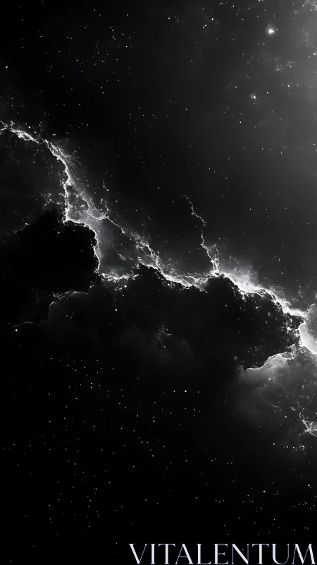 Galactic rift illuminating dense monochrome starfield.