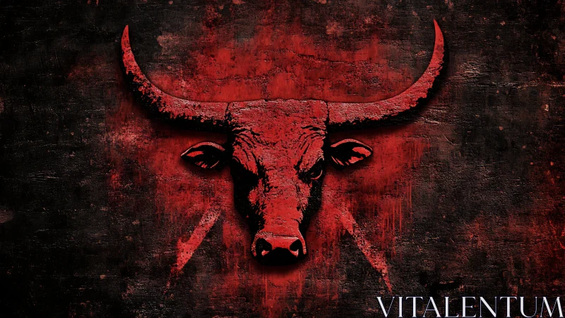 Red bull head emblem on distressed dark background.