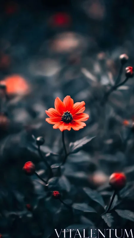 Vibrant Orange Daisy with Selective Focus Against Desaturated Background