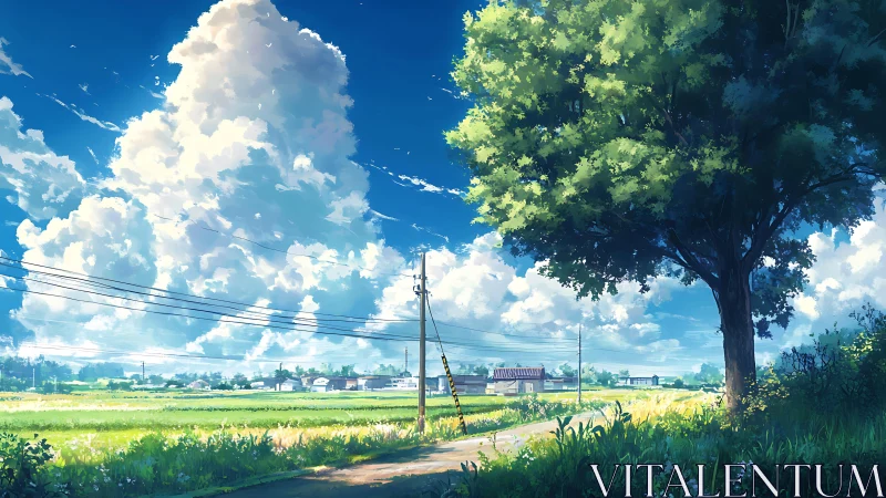 Summer fields drifting beneath deep blue country skies.