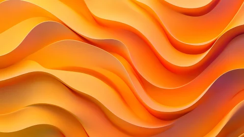Orange layered waves form smooth abstract flowing surface