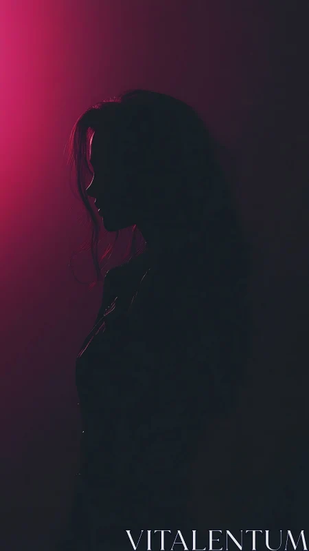 Side profile female silhouette in pink backlighting.