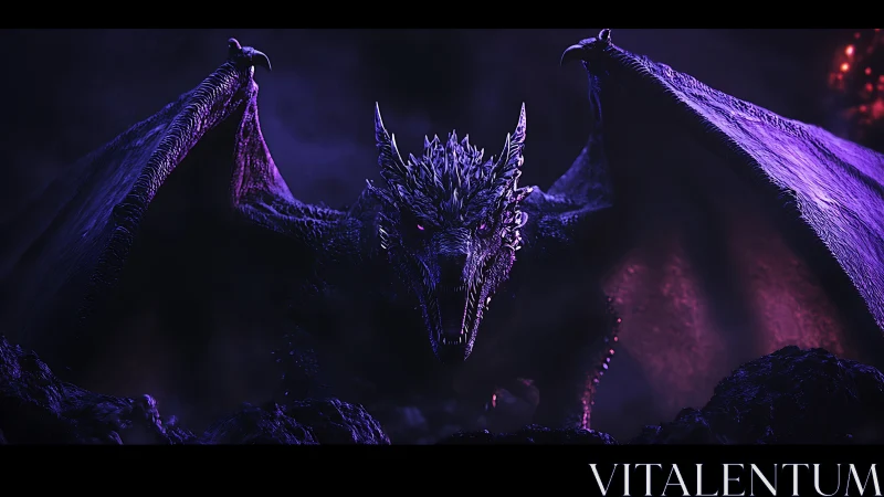 Spectral ultraviolet dragon rendered in cinematic 3D detail.