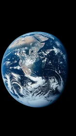 Blue planet pirouettes in space, swirling clouds in motion